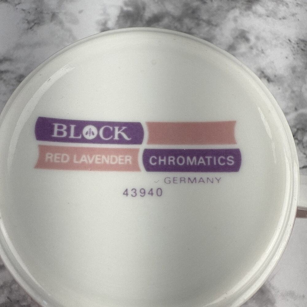 Vintage Block Chromatics Red Lavender Set of 2 Tea Coffee Cups Germany - Picture 10 of 10